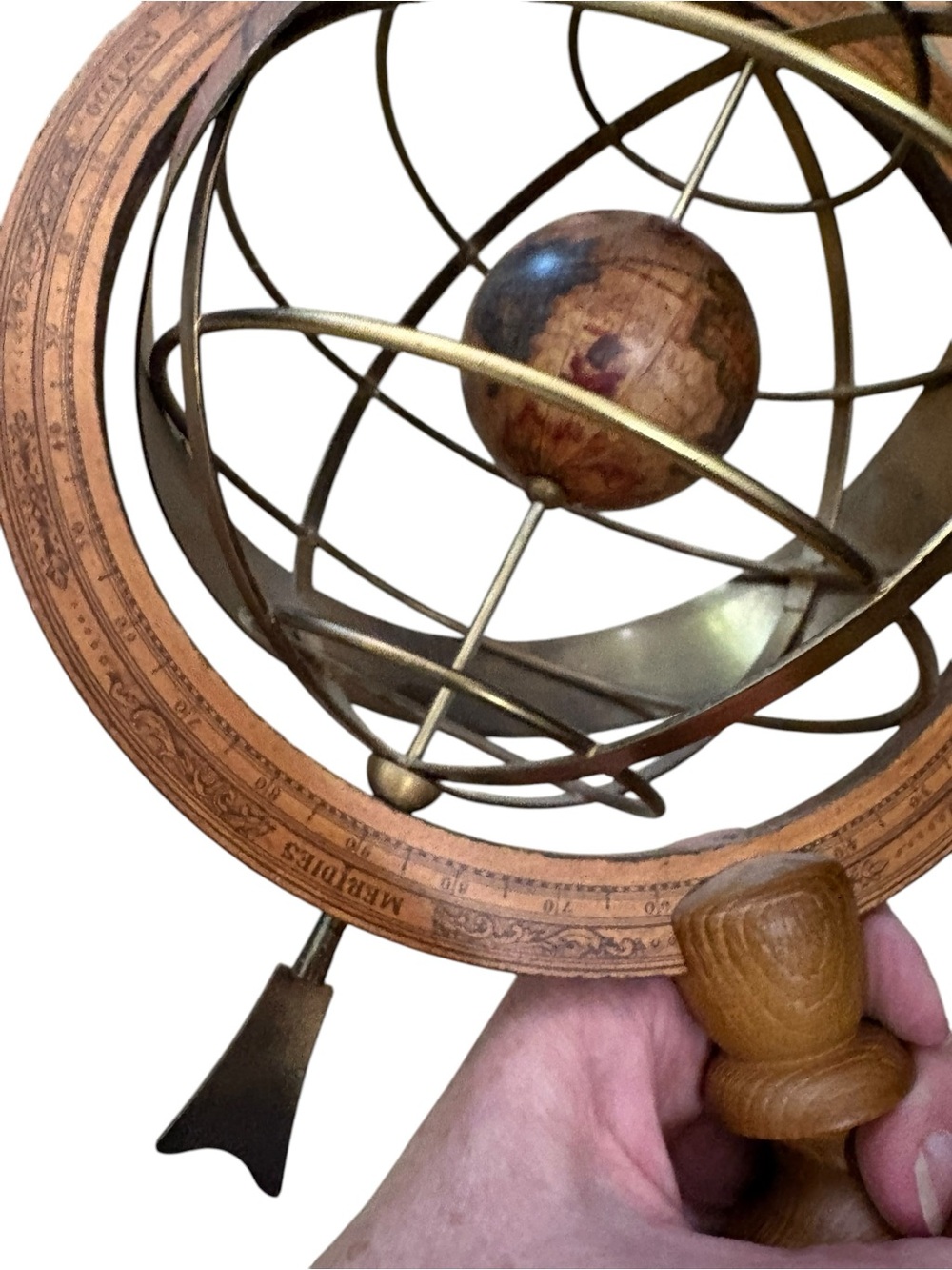 Vintage Decorative Armillary Sphere in Warm Brown and Brass - Picture 8 of 16